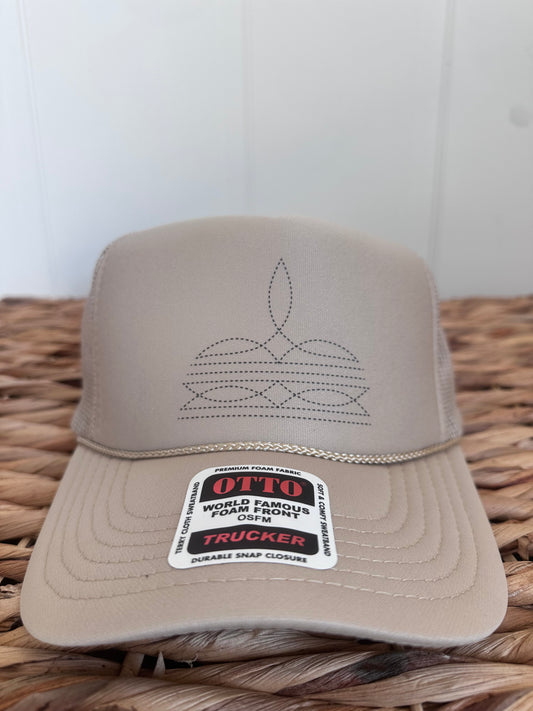 Boot Stitch Hat: Tan